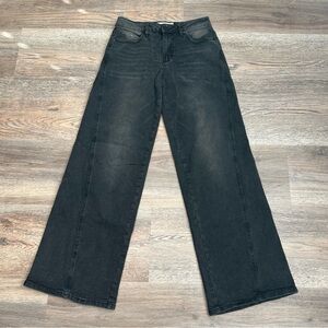 ❄️ NWT Indigo Rein Wide-Leg Mid Rise Distressed Black Jeans Waist 26 Size 5